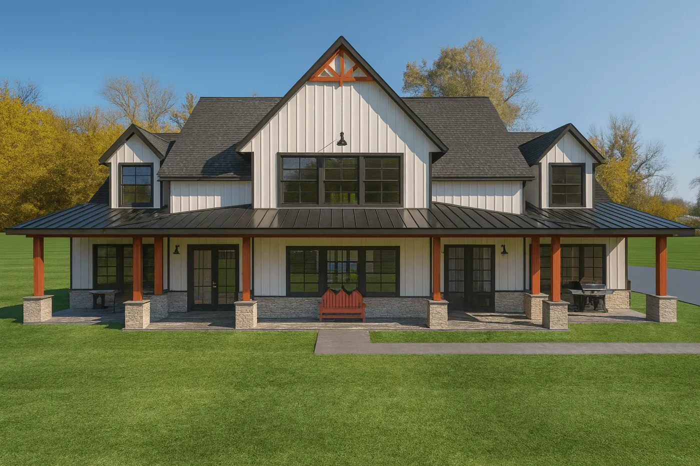 Custom modern farmhouse designed by Reed Home Designs